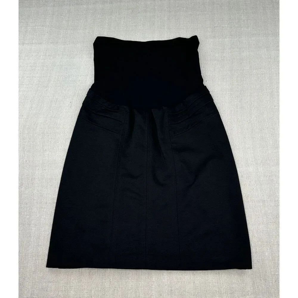 Motherhood Maternity Black Knee Length Mini Pencil Skirt Size Medium (8-10)